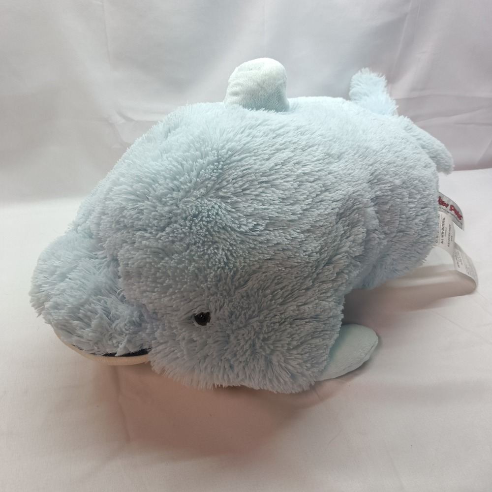25" FULL SIZE Large Pillow Pets Originals Blue Dolphin 2010 Plush Y2K